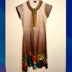 Gradient & Floral Fit & Flare Style Dress (Size M)